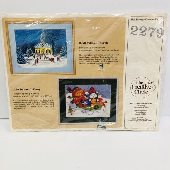 Vintage Needlepoint Stitchery Kit 2279 The Creative Circle Village Church - Picture 1 of 3